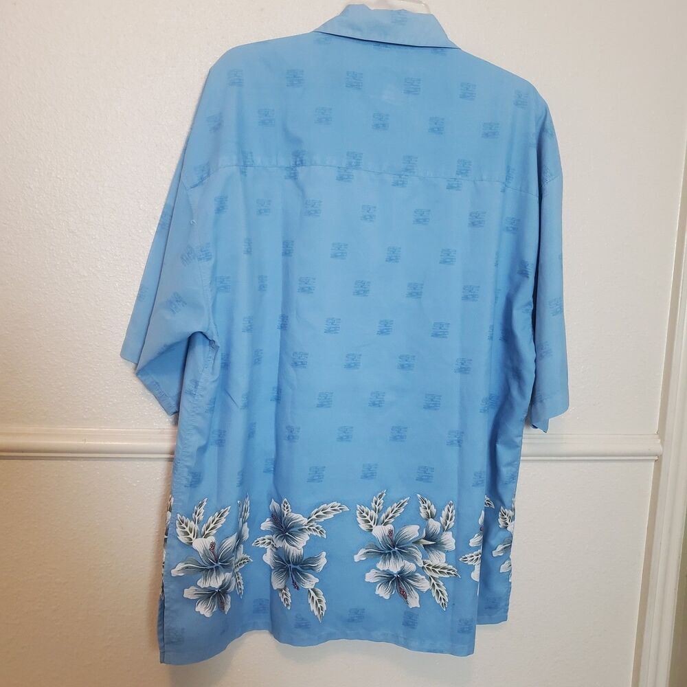 Coconut Pier Men's Blue Hibiscus Floral Hawaiian Shirt Size XL Microfiber - Picture 8 of 12